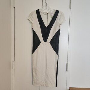 Cache Black and white colorblock Animal snakeskin body con dress